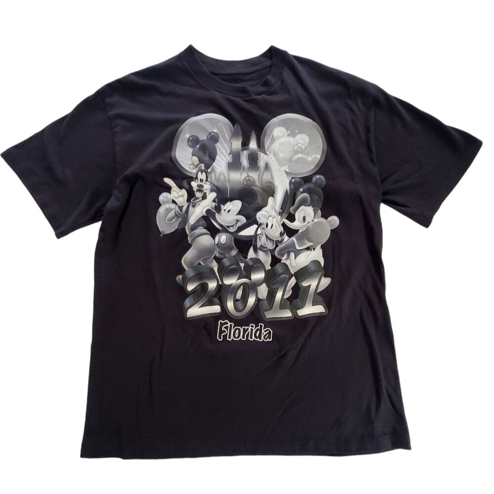 Disney Walt Disney World Florida 2011 Black T Shirt Raised Graphic Adult XL